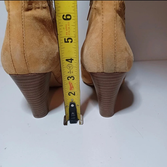 Vince Camuto Brown Suede Heeled Leather Zip Ankle Booties Size W 11M (148 Box 18 - Picture 7 of 11